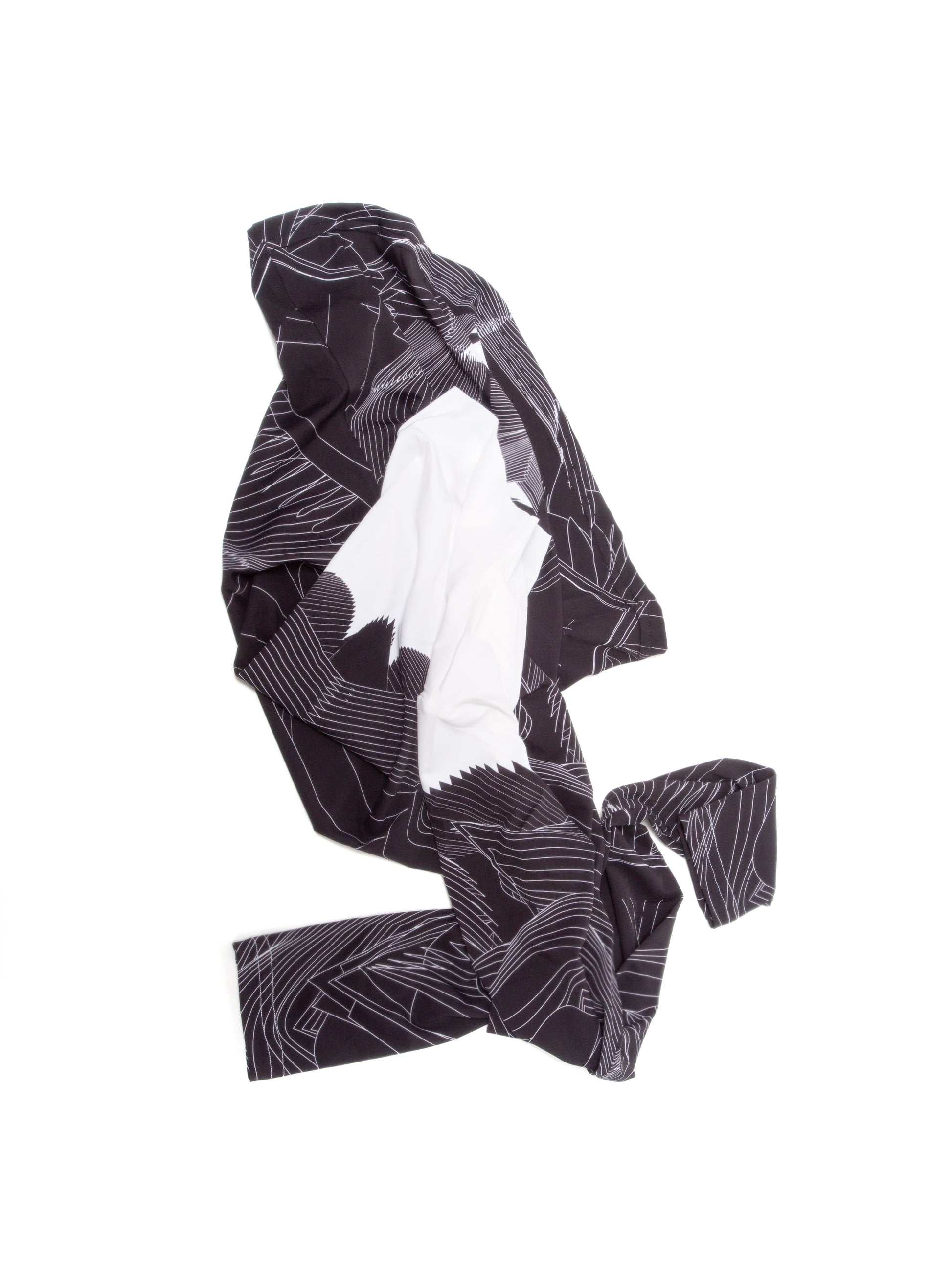 VinöniV / VinoniV Obsidian Feather Daydream jersey top bodysuit with soft feather-inspired black and white design